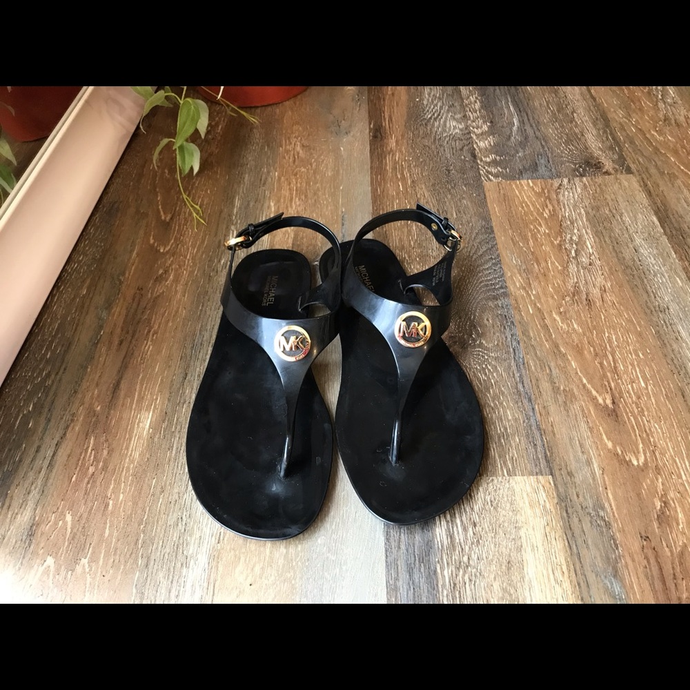 Michael Kors Black & Gold Jelly Sandals